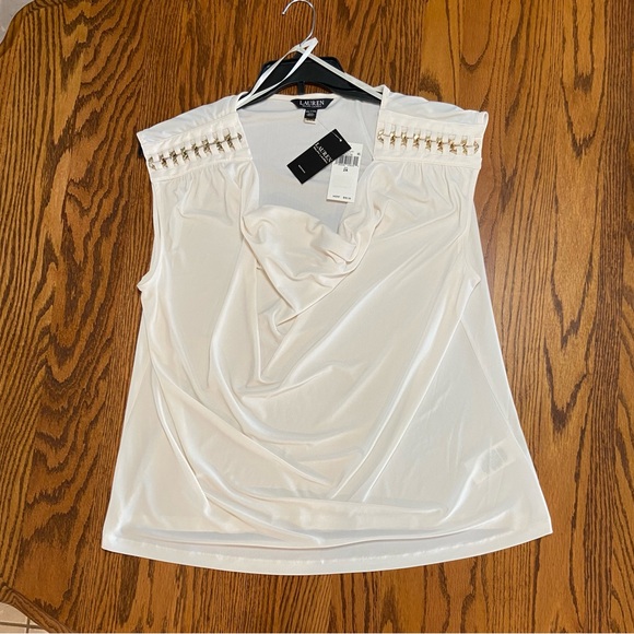 Lauren Ralph Lauren Tops - Lauren Ralph Lauren Sleeveless Blouse 2 Cream 2X & 1 Navy Blue 3X PLEASE READ